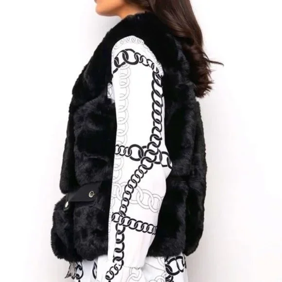 Miz Vegan: Fur & Leather Trimmed Vest - Picture 6 of 16